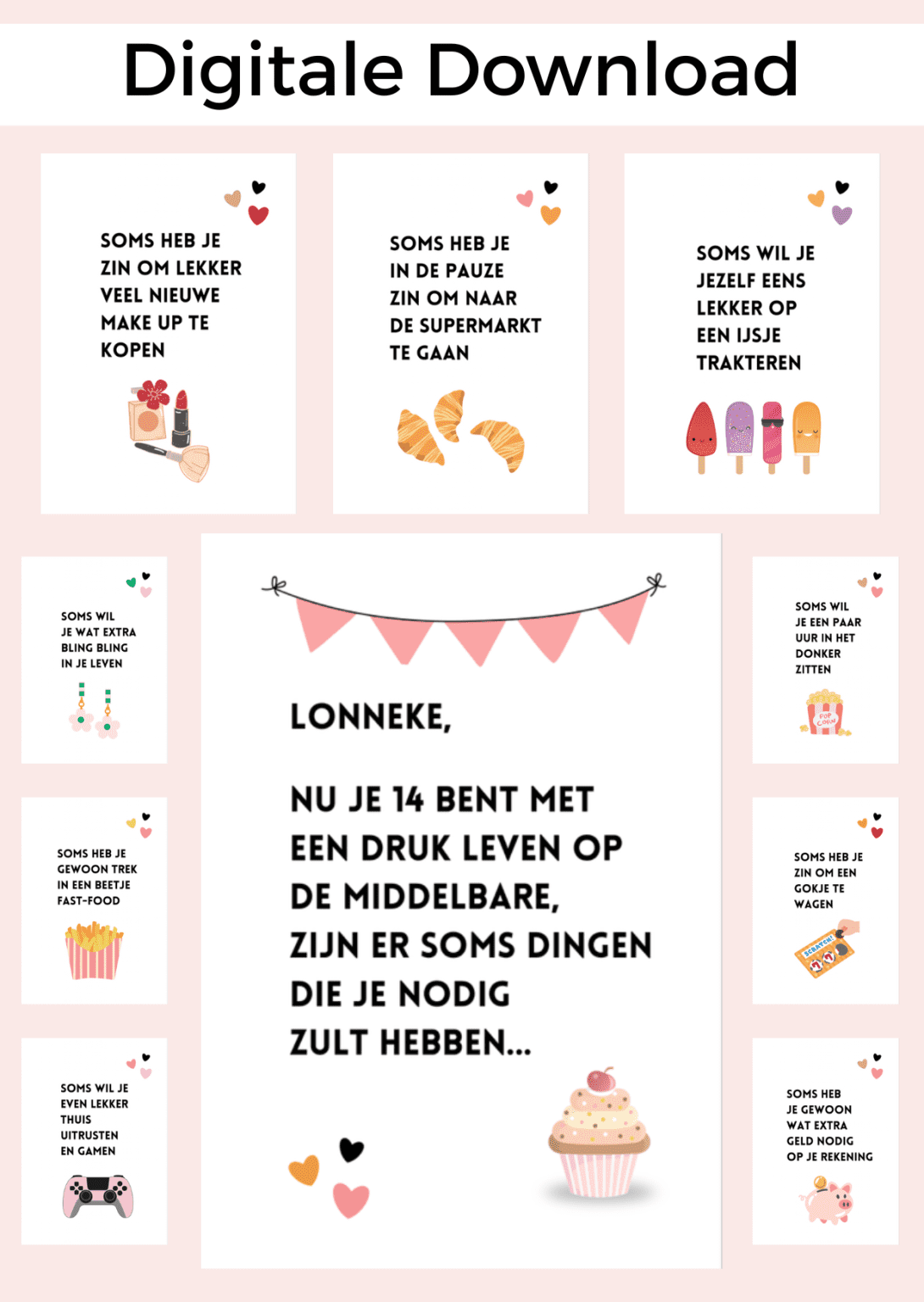 Bonboekjes, printbaar bestand om te geven met cadeaubonnen
