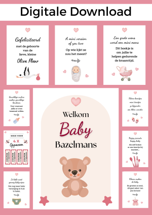 Geboorte Meisje Bonboekje – PDF en Canva Sjabloon