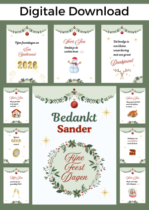 Bedankt Man Kerst Bonboekje – PDF en Canva Sjabloon