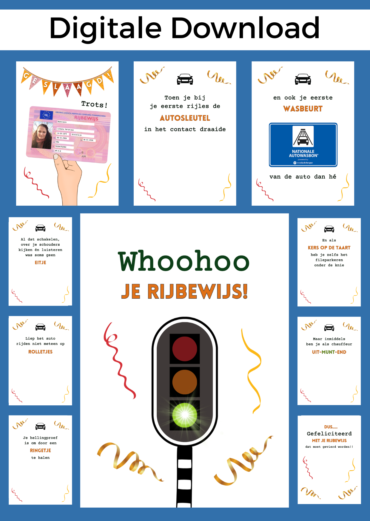 Rijbewijs Geslaagd bonboekje is een super originele manier om iemand geld te geven wanneer het roze papiertje binnen is. Het is een printbaar bestand, wat je zelf kunt uitprinten en in een insteek fotomapje doet samen met cadeaubonnen. Het bestand is bewerkbaar in Canva om te personaliseren.