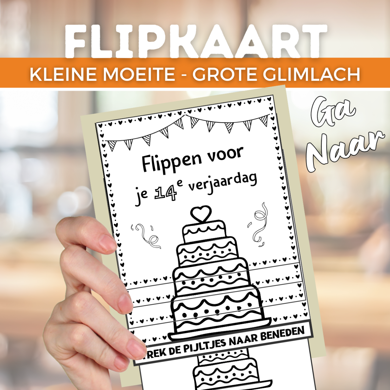 Flipkaarten. Print de digitale download uit, daarna kun je het zelf uitknippen, vouwen en plakken. Voeg cadeaubonnen toe en klaar!