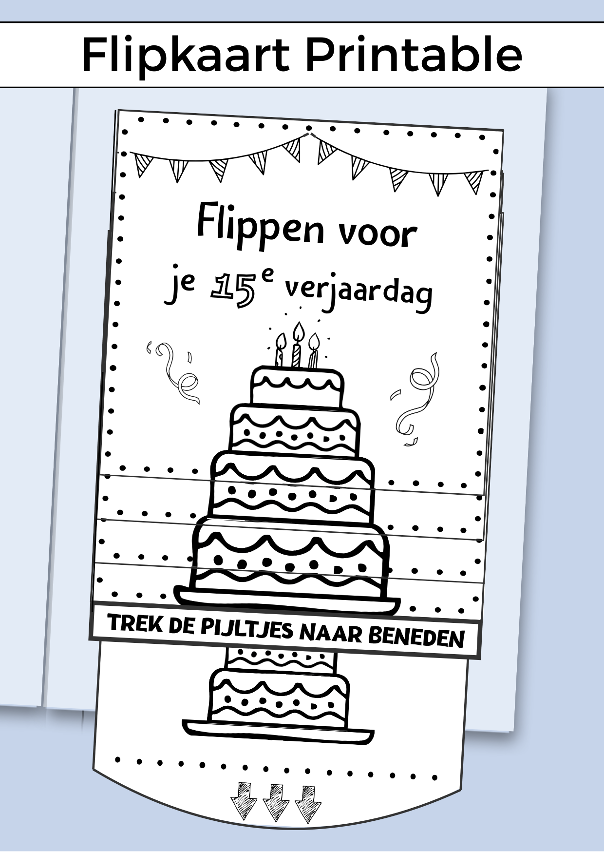 Flipkaart voor een jongen die 15 jaar wordt. Print de digitale download uit, daarna kun je het zelf uitknippen, vouwen en plakken. Voeg cadeaubonnen toe en klaar!