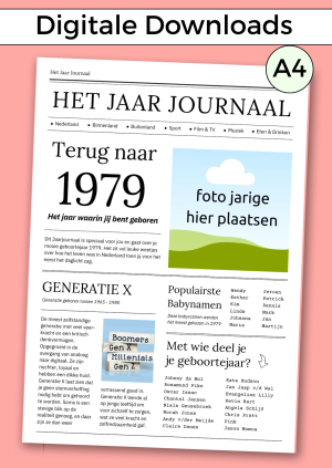 1979 Jaarkrant Verjaardag Vrouw - PDF en Canva Sjabloon