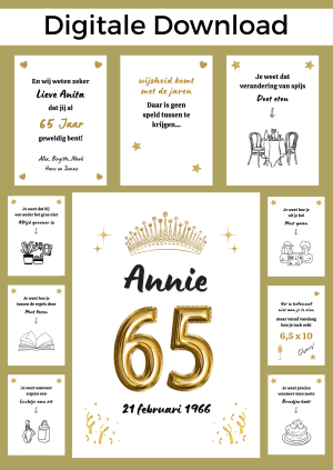 65 Jaar Vrouw Bonboekje – PDF en Canva Sjabloon
