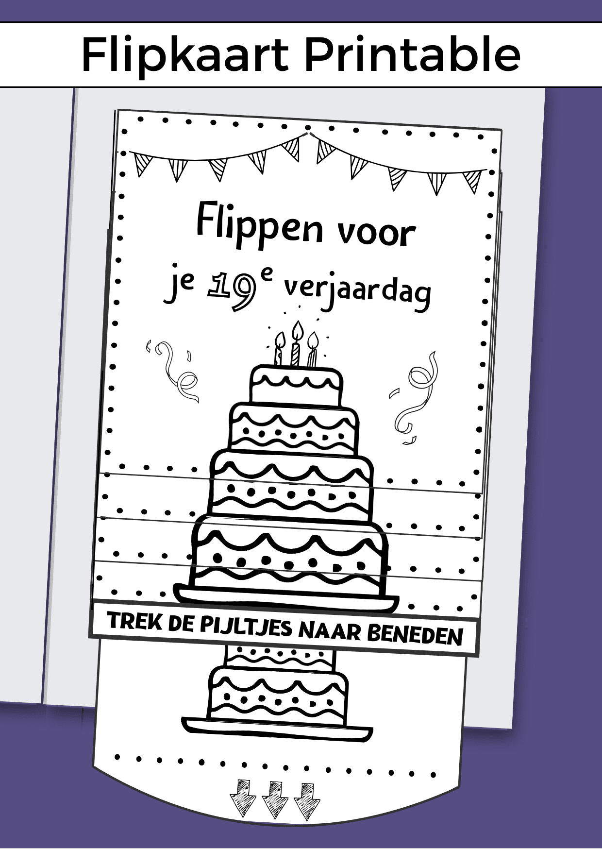 Flipkaart voor iemand die 19 jaar wordt. Om zelf te maken en in een verjaardagskaart te plakken samen met cadeaubonnen naar keuze