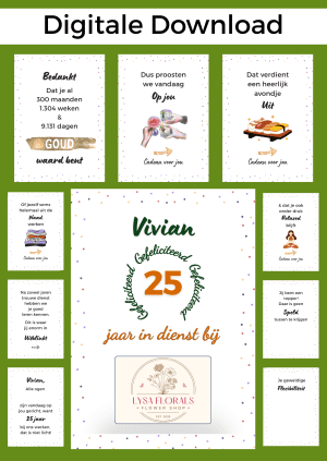 25 jr Jubileum Werk Bonboekje Vrouw - PDF en Canva Sjabloon