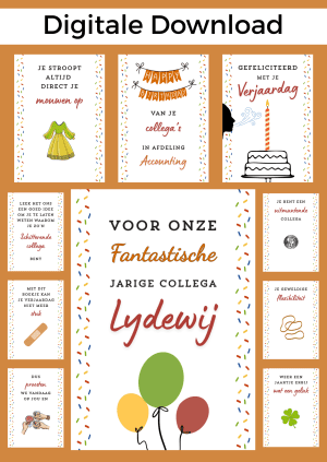 Collega Jarig Vrouw Bonboekje – PDF en Canva Sjabloon