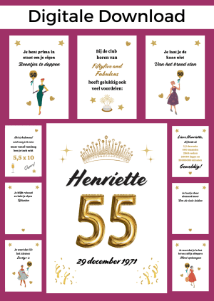 55 Jaar Vrouw Bonboekje – PDF en Canva Sjabloon