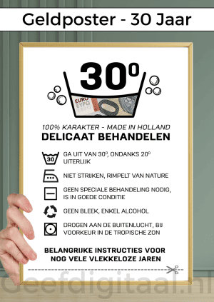 Geldposter 30 jaar – PDF en Canva Sjabloon