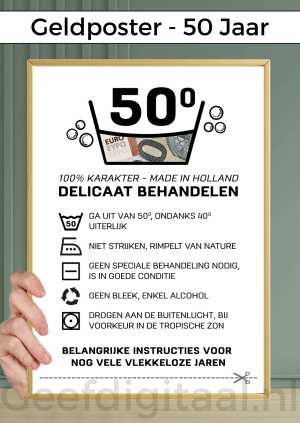 Geldposter 50 jaar - PDF en Canva Sjabloon