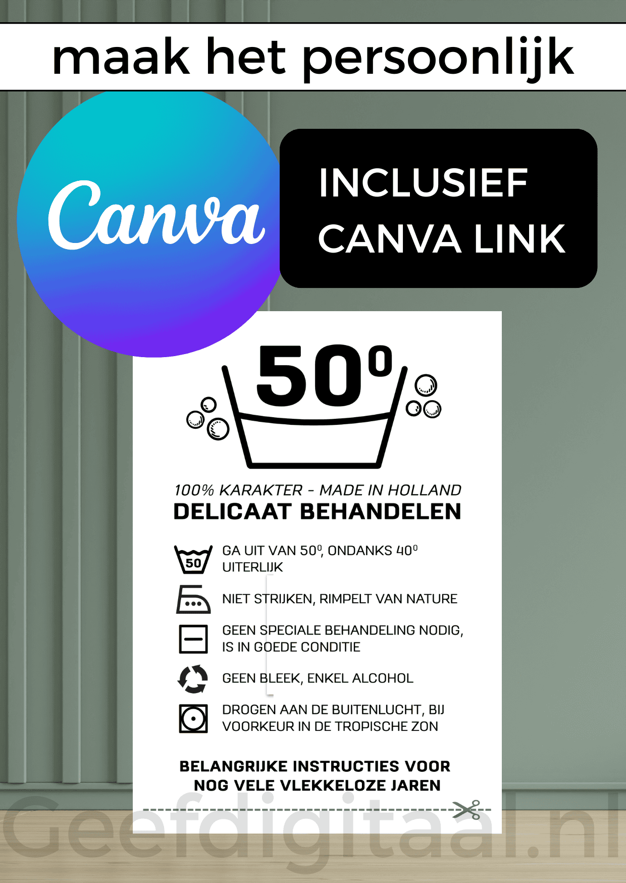 Digitale download voor een A4 poster om op een grappige en originele manier geld te geven aan iemand die 50 jaar wordt.