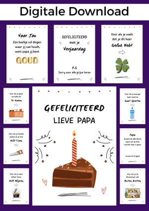 Papa Jarig Bonboekje – PDF en Canva Sjabloon