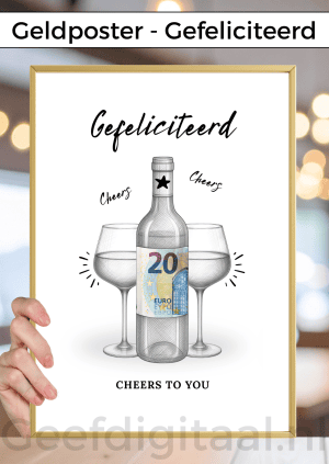 Geldposter Cheers Gefeliciteerd – PDF en Canva Sjabloon