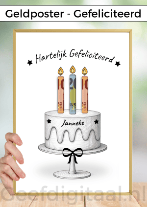 Geldposter Taart – PDF en Canva Sjabloon