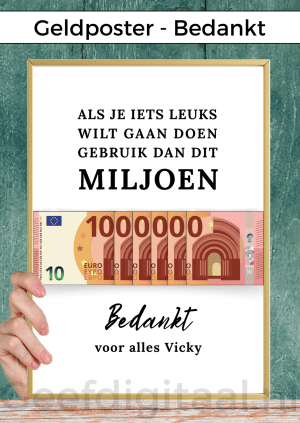 Geldposter Miljoen Bedankt – PDF en Canva Sjabloon