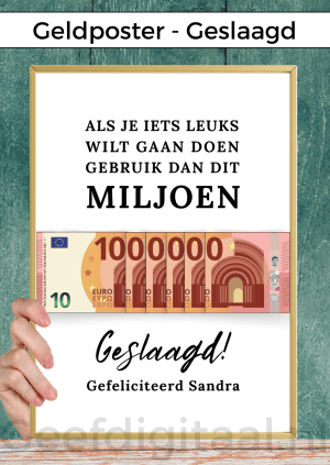 Geldposter Miljoen Geslaagd – PDF en Canva Sjabloon