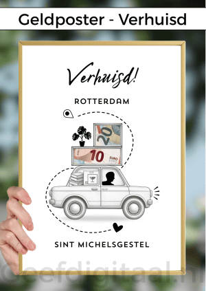 Geldposter Verhuisd – PDF en Canva Sjabloon