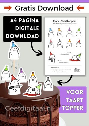 Taarttoppers ‘Among Florks’ – PDF en Canva Sjabloon