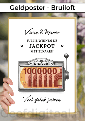 Geldposter Jackpot Liefde – PDF en Canva Sjabloon