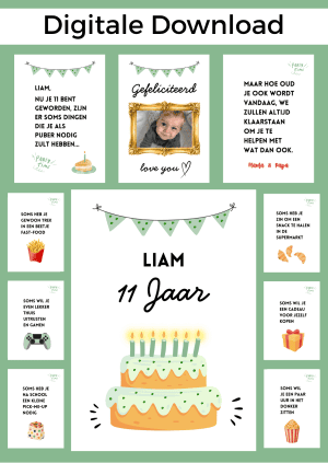 11 Jaar Jongen Jarig Bonboekje – PDF en Canva Sjabloon