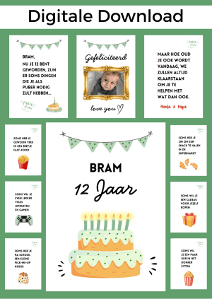 12 Jaar Jongen Jarig Bonboekje – PDF en Canva Sjabloon
