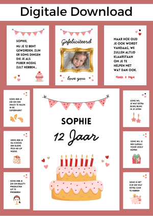 12 Jaar Meisje Jarig Bonboekje – PDF en Canva Sjabloon
