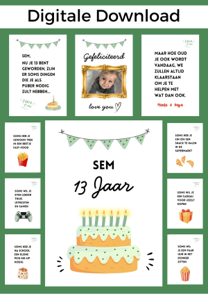 13 Jaar Jongen Jarig Bonboekje – PDF en Canva Sjabloon