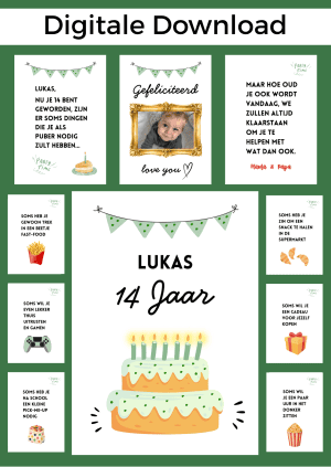 14 Jaar Jongen Jarig Bonboekje – PDF en Canva Sjabloon