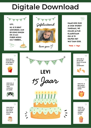 15 Jaar Jongen Jarig Bonboekje – PDF en Canva Sjabloon