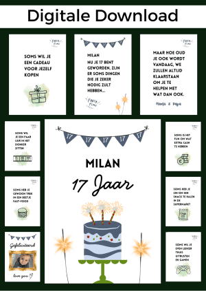 17 Jaar Jongen Jarig Bonboekje – PDF en Canva Sjabloon