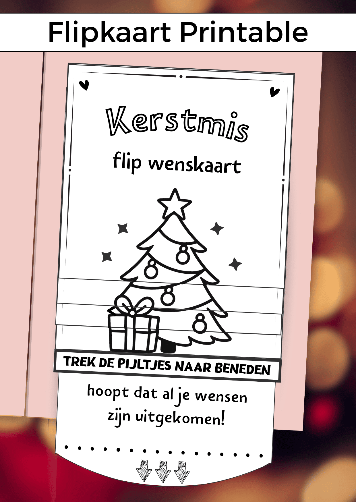 Printable Flipkaart Kerst Meisje. Print de digitale download uit, daarna kun je het zelf uitknippen, vouwen en plakken. Voeg vier cadeaubonnen toe en klaar is je super Kerst cadeau!