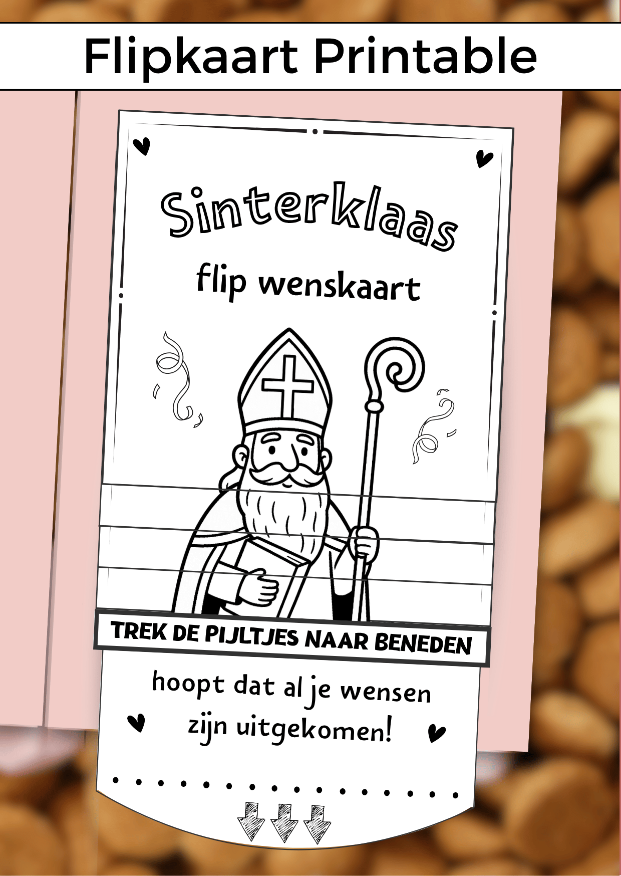 Printable Flipkaart Sinterklaas Meisje. Print de digitale download uit, daarna kun je het zelf uitknippen, vouwen en plakken. Voeg vier cadeaubonnen toe en klaar is je super Sinterklaas cadeau!