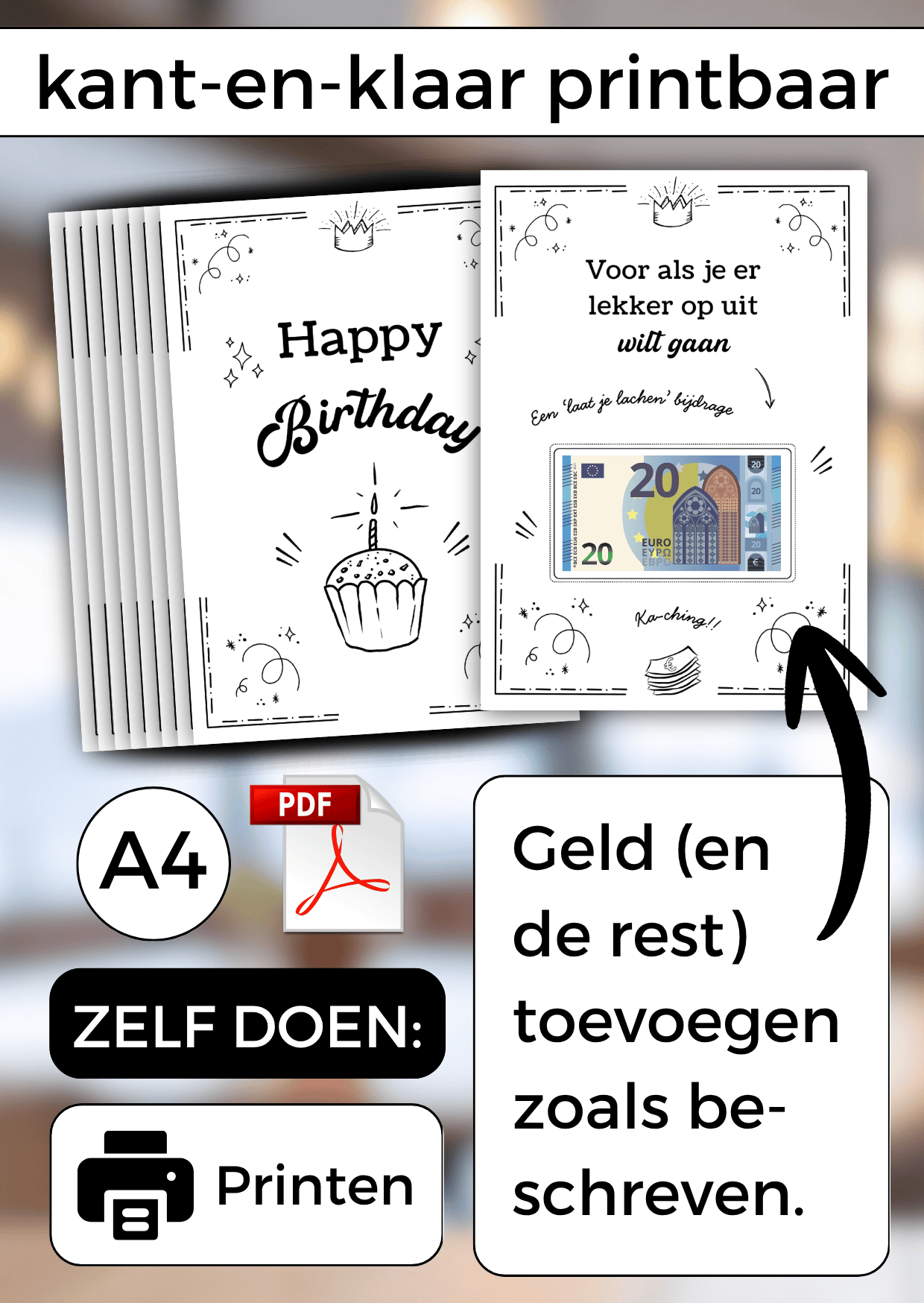 Geldboek Verjaardag is een origineel en onvergetelijk cadeau! Met leuke teksten, mini cadeautjes met zinspelingen én geld! Het is een digitale download voor A4 formaat, je ontvangt een Pdf bestand en een Canva link. Deze laatste kun je in Canva personaliseren.